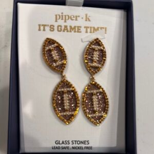 Piper K Football Earrings with Glass Stones